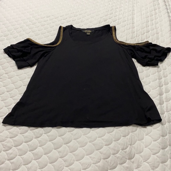 Black cold shoulder blouse/ Size XS - Picture 1 of 3